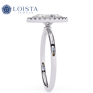 Anillo de Compromiso LOISTA para Mujer con Diamante Corte Marquesa Platino y Diamantes Laterales Naturales con Certificación GIA Color D, Estilo Clásico - Product Image 3