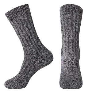 Chaussettes habillées en coton noir uni pour hommes, avec revers côtelé, douces et respirantes, lot de 5, vente en gros - Product Image 5