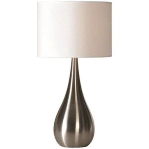Modern Metal <b>Table</b> <b>Lamp</b> with White Drum Shade Round <b>Base</b> for Living Room Indoor Use - Product Image 3