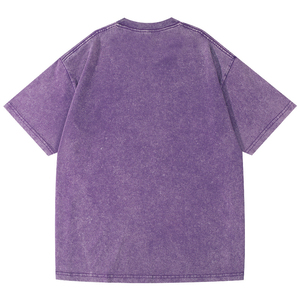 เสื้อยืดคอกลมแขนสั้นสีชมพูสำหรับผู้ชาย สีพื้น ผ้าฝ้ายเจอร์ซีย์ถัก 100% ทรงโอเวอร์ไซส์ ความยาวปกติ ระบายอากาศได้ดี ซักแบบแอซิดวอชด้านหน้า - Product Image 5