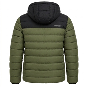 Veste matelassée à capuche pour homme, couleur olive et noir, chaude, imperméable, légère, pour l'hiver et les activités de plein air, One Apex - Product Image 5