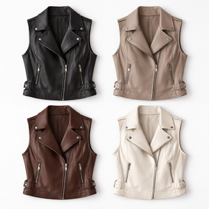 Gilets en cuir personnalisés pour femmes - Fournisseur en gros, vestes en cuir sur mesure OEM pour femmes, achat en gros - Product Image 5
