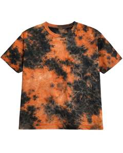 เสื้อยืดคอตตอนย้อมสีส้มดำแบบกำหนดเอง แขนสั้น คอกลม สไตล์วินเทจ ล้างสีแบบแอซิด สำหรับผู้ชาย เสื้อลำลองแนวสตรีทแวร์ เสื้อยืดฤดูร้อน - Product Image 1