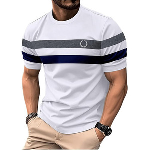 T-shirts à manches courtes pour hommes, à blocs de couleurs, décontractés, col rond, tendance été - Product Image 1