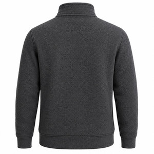 Haut à fermeture éclair mi-longue pour homme, coupe classique, poids moyen, à capuche, hiver, brodé, en polaire coton/bambou - Product Image 6