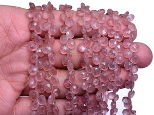 Quartz 6mm-7mm Faceted Heart Briolette Beads Natural Rare Strawberry Quartz Semiprecious Gemstone Loose Beads For Jewelry Making - Product Image 3