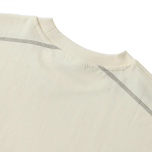 T-shirt d'été en coton 250G à col rond et manches courtes, vierge, personnalisable, avec surpiqûres contrastées – Vente en gros - Product Image 5