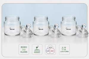 Frasco de Pesaje de Vidrio Borosilicato, Forma Baja, Recipiente de Laboratorio Resistente a Químicos, Contenedor de Almacenamiento de Muestras de 1000 ml, Modelo 1306 Biolab - Product Image 2