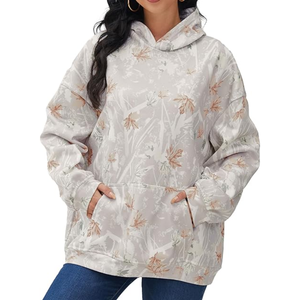 Sweat-shirts imprimés pour femmes à motif de branches botaniques taupe, en polyester respirant de haute qualité, coupe ample, vente en gros - Product Image 1