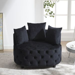 Poltrona Moderna Nera da Salotto di A a Furniture, Sedia Decorativa da 40,6 Pollici per Soggiorno, Design Classico a Botte - Product Image 1