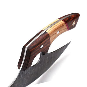 Couteau à pizza industriel personnalisé en acier Damas forgé, outil de cuisine personnalisé avec manche en bois pour découper la viande - Product Image 6