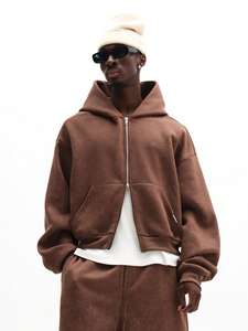 Conjunto Coordinado de Sudadera con Capucha y Pantalones de Chándal con Cremallera, Estilo Barrel Fit, Lavado, Personalizado, Streetwear, Tallas Grandes, Chándal Ligero de Poliéster/Nylon - Product Image 5