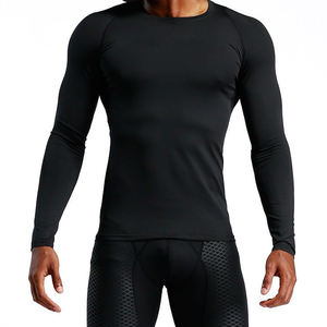 2026 T-shirt de compression personnalisé en gros avec logo frontal, respirant, à manches longues, pour hommes, pour la gym, le fitness, l'entraînement de basketball, anti-UV - Product Image 1