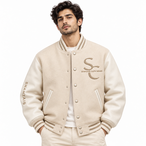 Blouson universitaire streetwear unisexe coupe ample en denim avec doublure polaire, fermeture à boutons corne, broderie personnalisée, OEM, hiver - Product Image 4