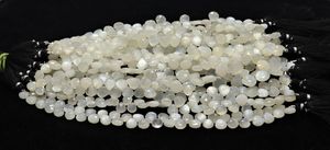 AAA Natural White Moonstone Faceted Heart Shape Beads 9-10MM Moonstone <b>Gemstone</b> Beads 8 Inch Strand White Moonstone Heart Beads - Product Image 3