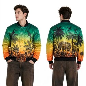 Chaqueta Moderna de Satén con Gráfico de Atardecer de Rejilla Neón Estilo Vaporwave Retro en Rosa Púrpura, Ligera, Transpirable y Casual para Hombre - Product Image 2