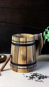 Decorative Premium Quality Natural Finishing Wooden Beer Mugs Hand-made Classic Style - Product Image 4