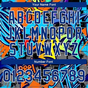 Custom Sublimation Uniform Graffiti Pattern Royal White Geometric <b>Bomber</b> <b>Varsity</b> Letterman <b>Jacket</b> Full Snap Team Outerwear - Product Image 2