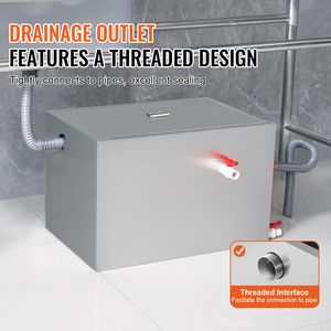 Trappola per Grasso in Acciaio Inox da 40 LBS per Cucine Commerciali, 10 GPM, con Ingresso Laterale per Lavello - Product Image 4
