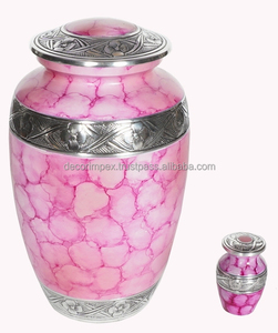 <b>Red</b> Brass Modern Cremation Urn with Small Keepsake Compartment and Locket Tabletop <b>Vase</b> for Ashes Storage - Product Image 3