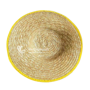 Sombrero de Paja para el Sol, Sombrero de Paja de Ala Ancha con Ribete Colorido y Correa Ajustable para la Barbilla, Sombrero de Playa para Verano, Jardinería y Agricultura - Product Image 4