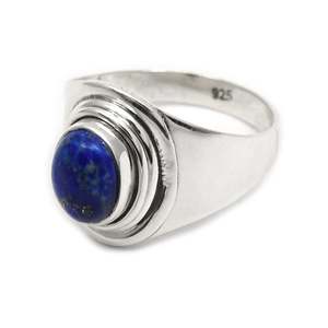 Natural <b>Lapis</b> <b>Lazuli</b> Gemstone Cocktail <b>Ring</b> Crafted From 925 Solid Sterling Silver Handmade Bohemian Jewelry At Wholesale Price - Product Image 3