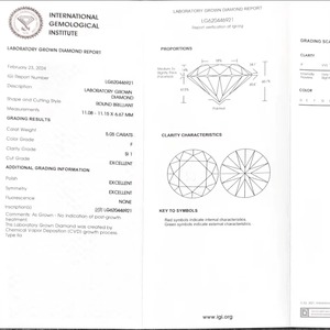 Diamant de laboratoire en vrac certifié IGI 5.05 carats, couleur E, pureté F, clarté SI1, taille EX, HPHT CVD, Sutariya Brothers, pour la joaillerie - Product Image 4