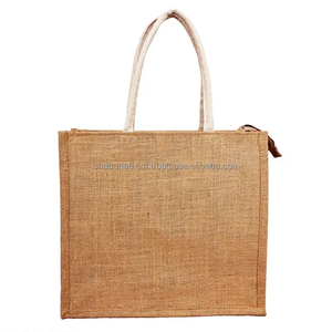 Sac fourre-tout en jute imprimé à prix abordable pour la plage, les courses et le quotidien – Sac de courses écologique en jute - Product Image 4