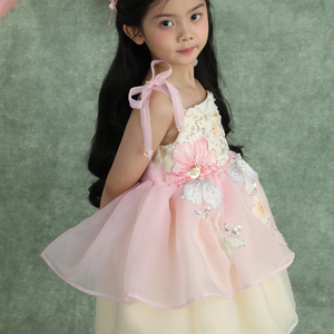 Vestidos de Niña de las Flores Color Rosa, con Cuentas Hechas a Mano, Estilo Ballet, para Fiestas y Eventos, Hechos a Mano, Alta Costura Infantil, Venta al por Mayor - Tinkerbell - Product Image 6