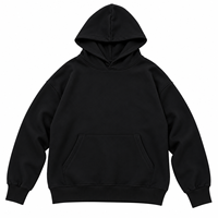 Ensemble de survêtement noir oversize pour homme, sweat-shirt à capuche uni et pantalon de survêtement à jambes larges, 2 pièces, streetwear décontracté