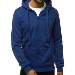 Sudadera con Capucha Unisex Azul, Corte Regular, Color Sólido, Tejido de Punto, 100% Algodón, Impresión Digital, Teñido por Inmersión, Ropa de Invierno - Product Image 1