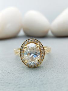 Anillo de Compromiso y Boda D'VINS JEWELS, Diseño Ovalado y Redondo, Corte Brillante, Color D, Blanco, Plateado, Dorado, Certificado - Product Image 2