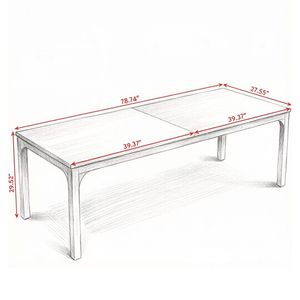 Mesa de Comedor Sólida Ovalada, Muebles de Comedor con Patrón Rectangular Hechos de Piedra Sinterizada, Material de Mármol - Product Image 2
