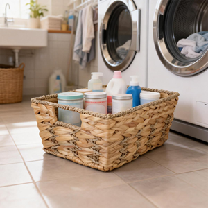 Natural Handwoven Water Hyacinth Storage Basket, Decorative Eco-Friendly Woven Basket for Living Room Decor From Vietnam - Product Image 4