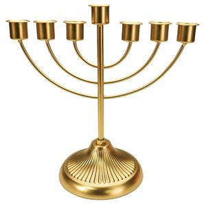 <b>Black</b> Gold Modern Metal Menorah Candle Holder Hanukkah Decorative Tabletop Stylish Elegant Home Display Stand - Product Image 5