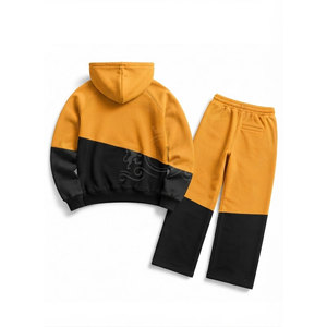 Conjunto Deportivo Unisex con Capucha y Bloques de Color, 100% Algodón, 450 g/m², Sudadera Casual con Bolsillos y Cordón Ajustable - Product Image 2