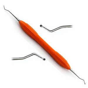 Cuillère de restauration dentaire 1 mm à double extrémité, manche en silicone de qualité supérieure, instrument chirurgical manuel pour l'élimination des caries - Product Image 1