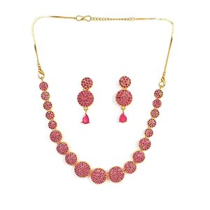 New Arrival Handcrafted <b>Ruby</b> Gold Plated Choker <b>Necklace</b> Statement Bridal imitation Jewelry For Wedding - Product Image 3