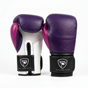 Dumela Purple Leather <b>Boxing</b> <b>Gloves</b> <b>16</b> <b>Oz</b> Professional Training Gear with Logo Design - Product Image 1