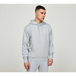 Ensemble de jogging décontracté gris clair à capuche pour homme, couleur unie, longueur intégrale, 100 % coton respirant, idéal pour l'automne - Product Image 2