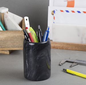 Wholesale 2 Pieces Square Shape <b>White</b> marble <b>Pen</b> holder For home Office School Desk Use With Custom Logo & packaging - Product Image 6