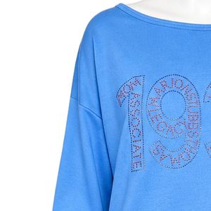 เสื้อสเวตเชิ้ตลายกราฟิกสีน้ำเงินสำหรับผู้หญิง ปี 1938 แบบเปิดไหล่ แขนยาว สวมใส่สบาย แฟชั่นสตรีทแวร์ ใส่ได้ทุกวัน - Product Image 4
