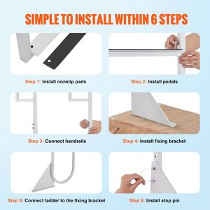 Scaletta Pieghevole a 4 Gradini in Lega di Alluminio per Pontone, Capacità di Carico 350 Libbre, con Tappetino Antiscivolo - Product Image 6