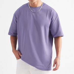 Nouveauté T-shirts pour hommes Street Wear lavande à manches tombantes, 100% Coton, Col Rond, Couleur Unie, Grande Taille, Personnalisables - Product Image 1