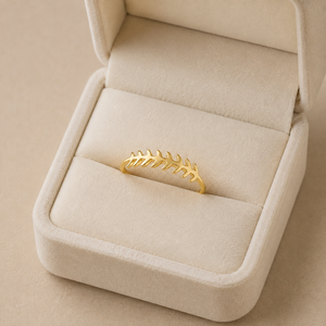 Anillo de Espina de Pescado Dorado |   Anillo Apilable de Plata de Ley 925 Chapado en Oro de 18K con Diseño de Esqueleto de Pez, Joyería Costera - Product Image 6