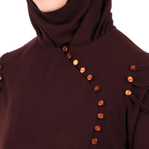 Robe longue modeste pour femme avec col montant, manches longues, couleur unie, en polyester, pour soirée formelle - Product Image 4