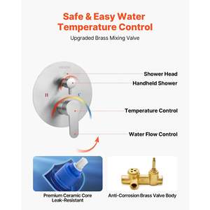 Set di rubinetti doccia a pioggia da 10 pollici in nichel spazzolato sistema bagno portatile a spruzzo a parete Kit di rivestimento valvole in ottone - Product Image 5