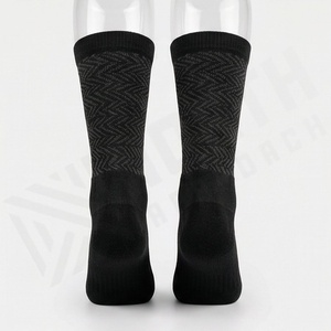 Black Geometric Pattern Crew <b>Socks</b> Breathable Polyester Spandex Running Athletic <b>Socks</b> for Adults Summer Wear - Product Image 2