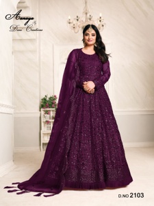 Robe de mariée Salwar Kameez très vendue pour les fêtes, en tissu filet, broderie personnalisable, exportateur indien, prix de gros - Product Image 6