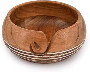 Bol à fil en bois fait main pour le tricot et le crochet, support portable en bois pour le tricot, organisateur de luxe pour accessoires et fournitures de tricot - Product Image 4